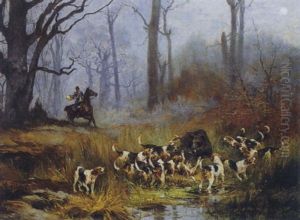 Chiens De Chasse A Courre Attaquant Un Sanglier by Olivier de Penne