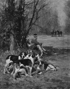 Jagdszene - Ein Blaser Hutet Wahrend Der Rast Die Hunde by Olivier de Penne