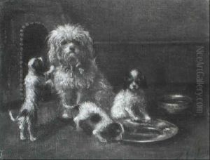 Caniche Et Ses Chiots by Olivier de Penne