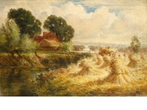 Harvesting Scene By A River by Harry Pennell