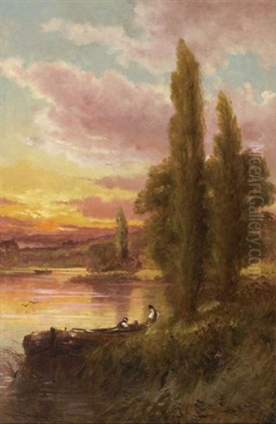 Sunset With Fishermen - view 1