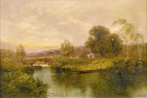 Englische Fluslandschaft Mit Fischervolk