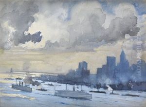 Clouds Over New York Harbor by Joseph Pennell