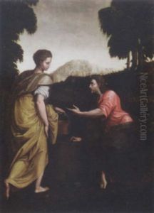 Christ And The Woman Of Samaria by Luca Penni