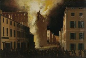 Boston's Exchange Coffee House Burning Of by John Ritto Penniman