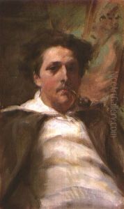 Portrait Of A Young Man Smoking A Pipe