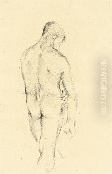 Stehender Mannlicher Ruckenakt - view 1