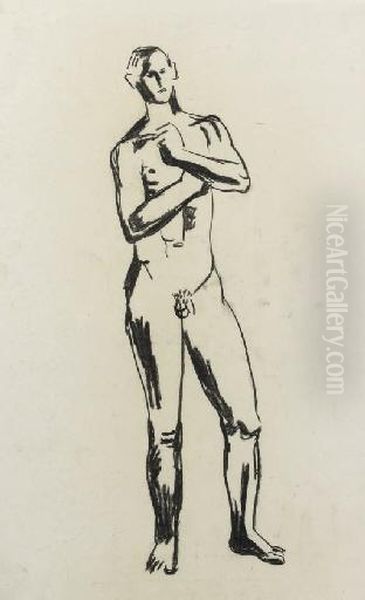 A Study Of A Standing Male Nude - view 1