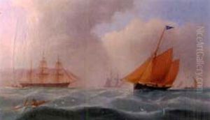 Ship Wreck And Shipping On Rough Seas by William Daniel Penny