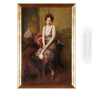Seated Lady With A Fan by Albert Joseph Penot