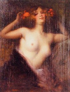 A Semi-draped Woman With Flowers In Her Hair