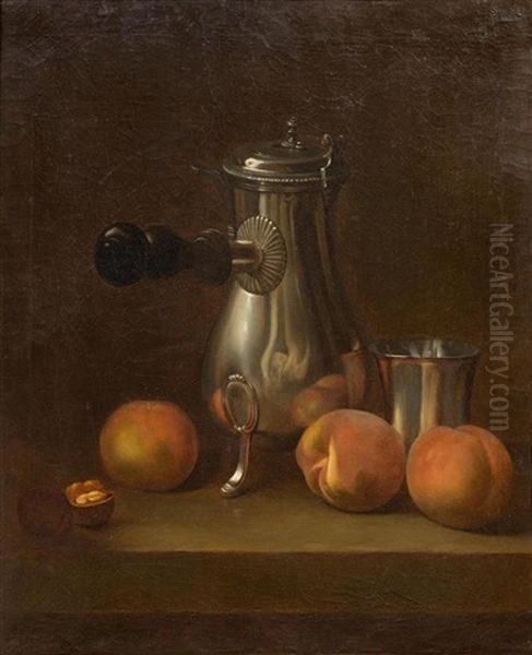 Still Life With Peaches, Walnuts And A Silver Chocolate Pot - view 1