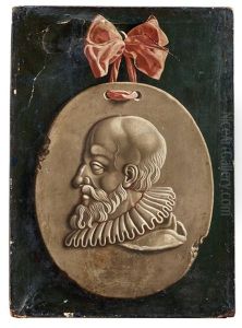 Trompe L'oeil Med Antikiserande Mansportratt Pa Medaljong Kront Av Rosett by Jean Valette-Falgores Penot