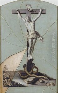 Trompe-l'oeil: Crucifixion Au Verre Casse by Jean Valette-Falgores Penot
