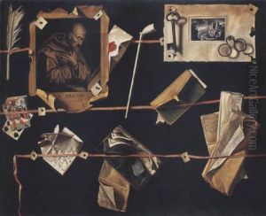 Trompe L'oeil Avec Une Gravure De Saint Bruno