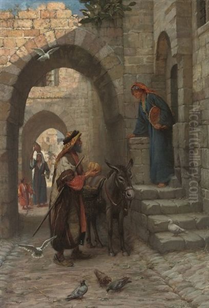 A Fruit Seller In A North African Street - view 1