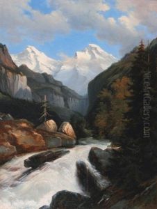 Torrent De Montagne by Charles Francois Joseph Pensee