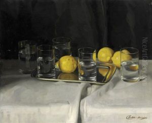 Stilleben Mit Zitronen Und Gefullten Wasserglasern Stilleben Mit Zitronen Und Gefullten Wasserglasern