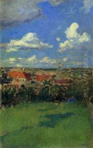 Sommertag Mit Blick Auf Ein Dorf by Anton Joseph Pepino