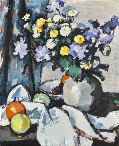 Michaelmas Daisies And Oranges - view 1