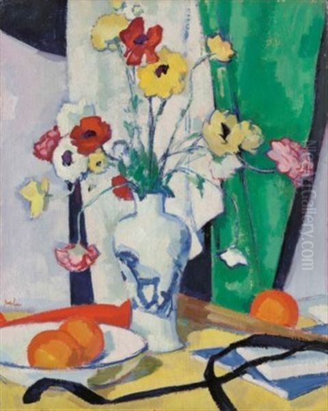 Still Life Of Summer Flowers In A Chinese Blue And White Vase - view 1