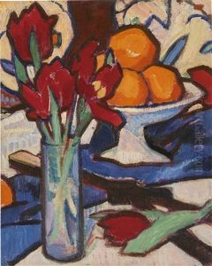 Still Life With Tulips And Oranges by Samuel John Peploe