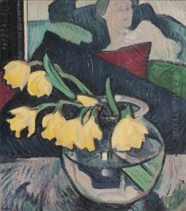Daffodils In A Glass Bowl by Samuel John Peploe