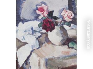 Dark Roses In Pot by Samuel John Peploe