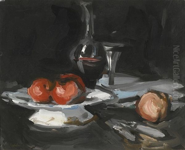 Still Life With Wine Decanter, Glass And Apples - view 1
