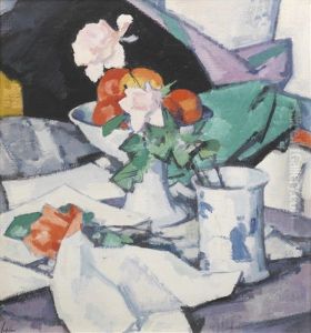 Still Life, Roses And Chinese Blue by Samuel John Peploe