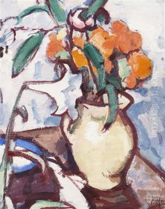 A Still Life Of Marigolds (+ Untitled (table-top With Plaster Cast And Book) (study), Verso)