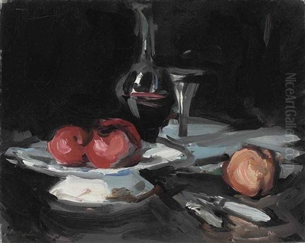 Still Life With A Wine Decanter, A Glass And Apples - view 1