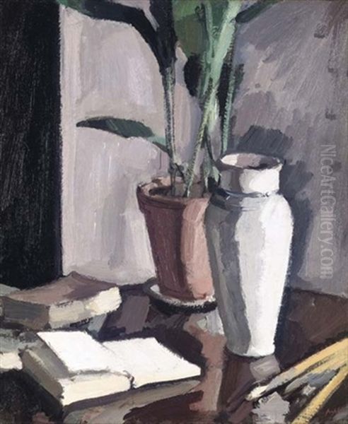Still Life With Aspidistra And A Vase (+ Reclining Nude Study, Verso) - view 1