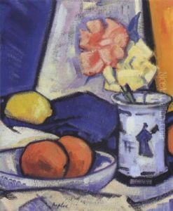 A Still Life Of Roses, Oranges And Lemons
