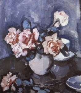 Mixed Roses In A Vase by Samuel John Peploe