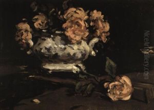 Salmon Pink Roses In A Bowl by Samuel John Peploe