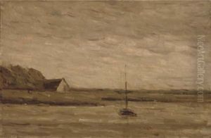 A Sailboat Moored On A Quiet Estuary by Arthur Douglas Peppercorn