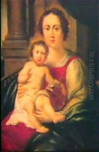 Madonna Mit Kind Vor Einem Architekturhintergrund