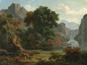 Paysage De Montage Avec Un Satyre Et Une Nymphe (pan Et Syrinx?)