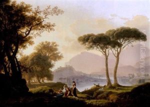 Morning And Evening: A Classical Landscape With Shepherds, An Acquaduct Beyond (+ A Classical Landscape With Shepherds And Nymphs By A Lake, A Hilltop Castle Beyond; Pair)