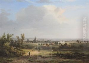 Open Landscape With Church And A Steamer Upon A River