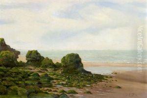 Kustenlandschaft In Der Normandie Bei Ebbe Kustenlandschaft In Der Normandie Bei Ebbe