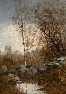 Dernieres Feuilles A Barbizon by Paul Emmanuel Peraire