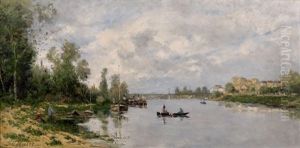 Bord De Seine A La Barque by Paul Emmanuel Peraire