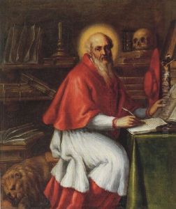 Saint Jerome In His Study by Santo Peranda