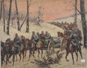 Scene Militaire En Hiver by Paul Emile Leon Perboyre