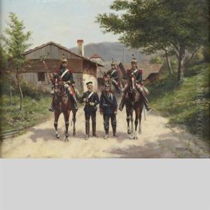 French Cuirassiers On Route by Paul Emile Leon Perboyre