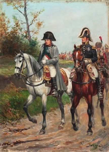 Kaiser Napoleon (1769-1821) Und Marschall Ney (1769-1815) Zu Pferd, Gefolgt Von Einer Husareneinheit Des 6. Oder 9. Regiments - view 1