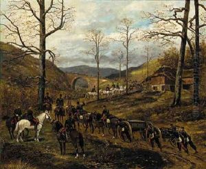 A Military Procession Towards Relonville, 1870 by Paul Emile Leon Perboyre