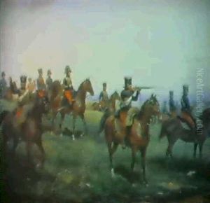 Det Franske Kavaleri Gar Til Angreb by Paul Emile Leon Perboyre